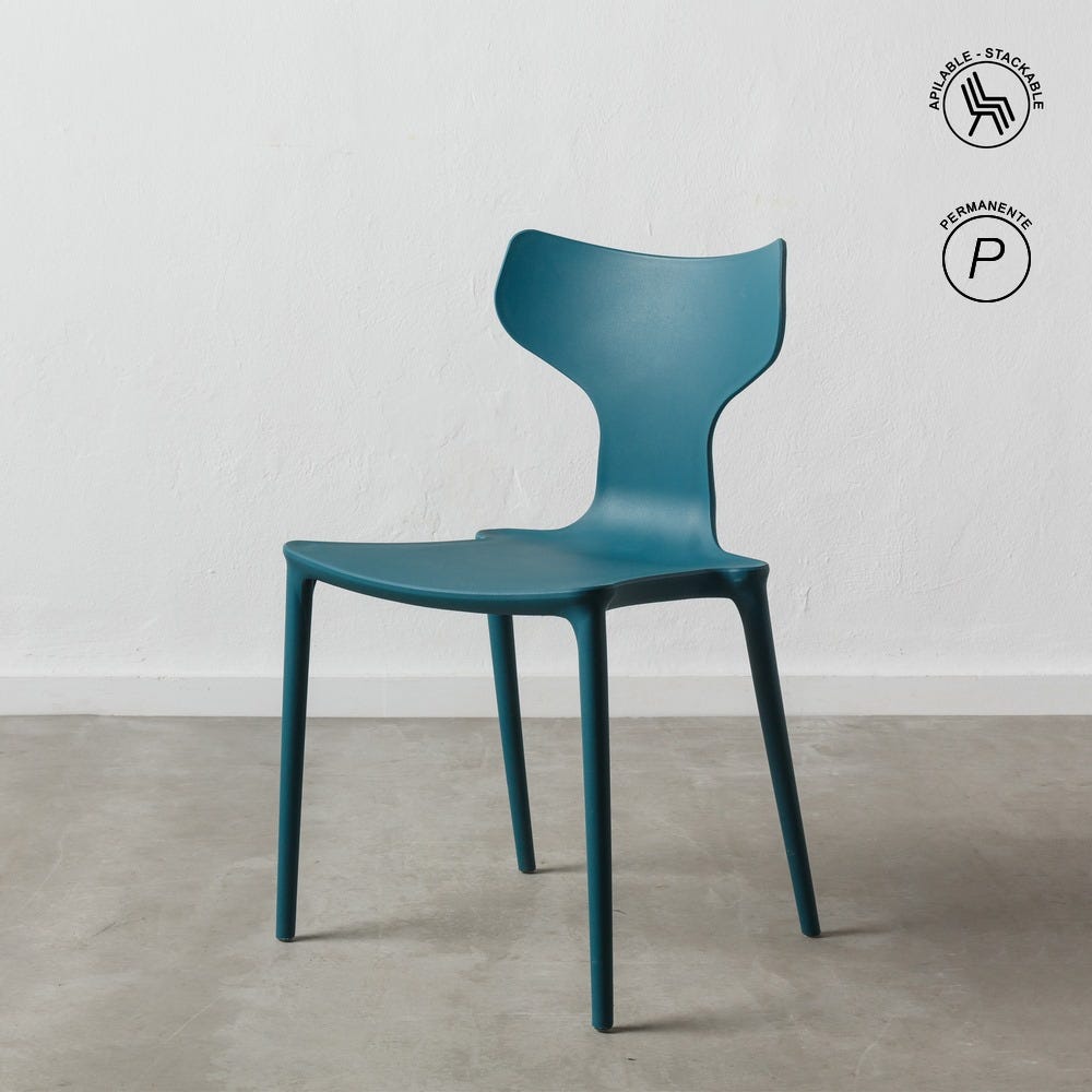 Pack de 4 Sillas Apilable Azul Polipropileno 47 x 41 x 83,50 cm - Imagen 8