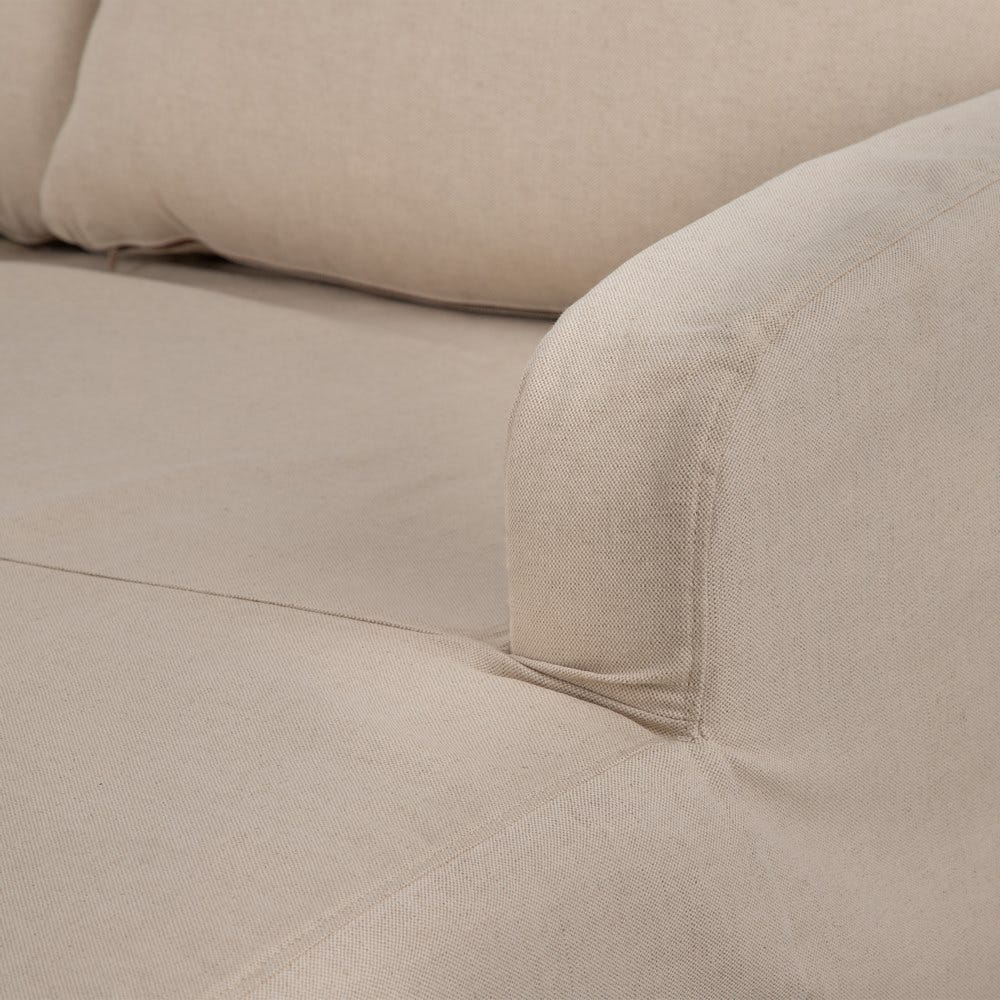 Sofá chaise longue beige de tela para salón moderno – 249 x 160 x 73 cm - Imagen 5