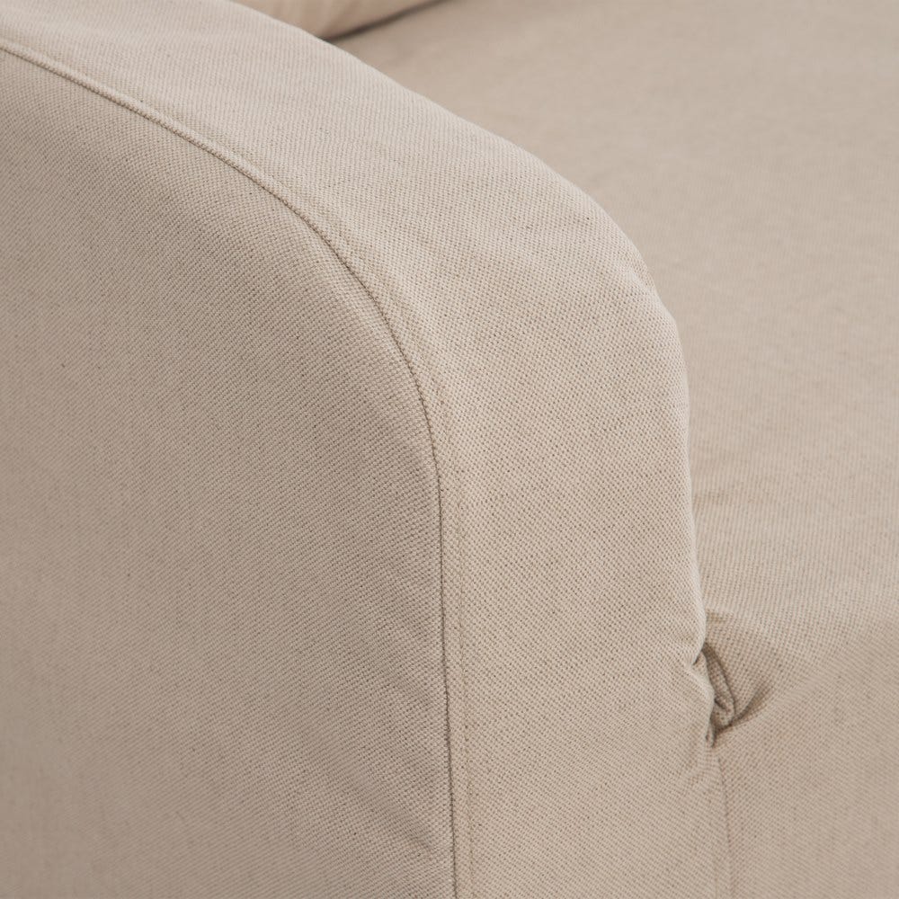 Sofá chaise longue beige de tela para salón moderno – 249 x 160 x 73 cm - Imagen 8