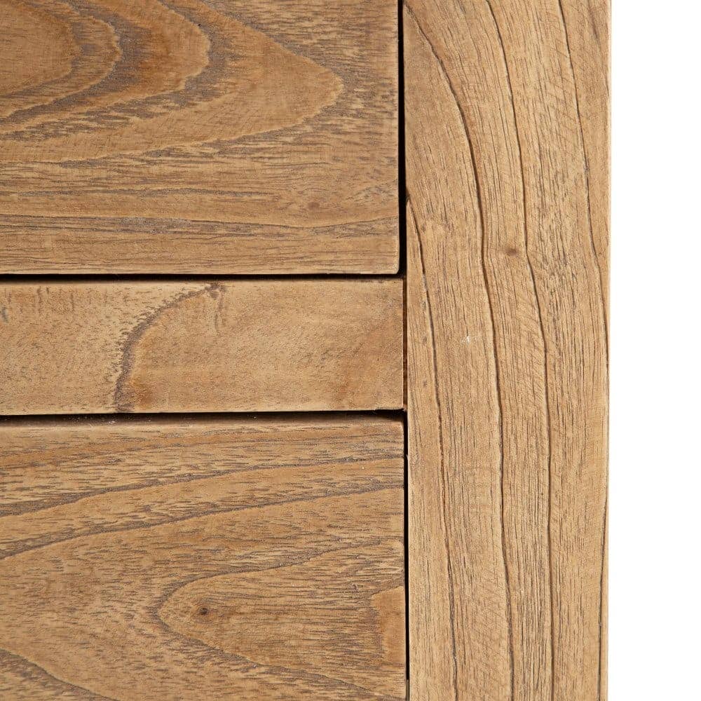 Mesita de Madera Natural Mindi para Dormitorio - 50 cm, Estilo Moderno, Cajones 33x14,5 cm, Colección Miró - Imagen 4