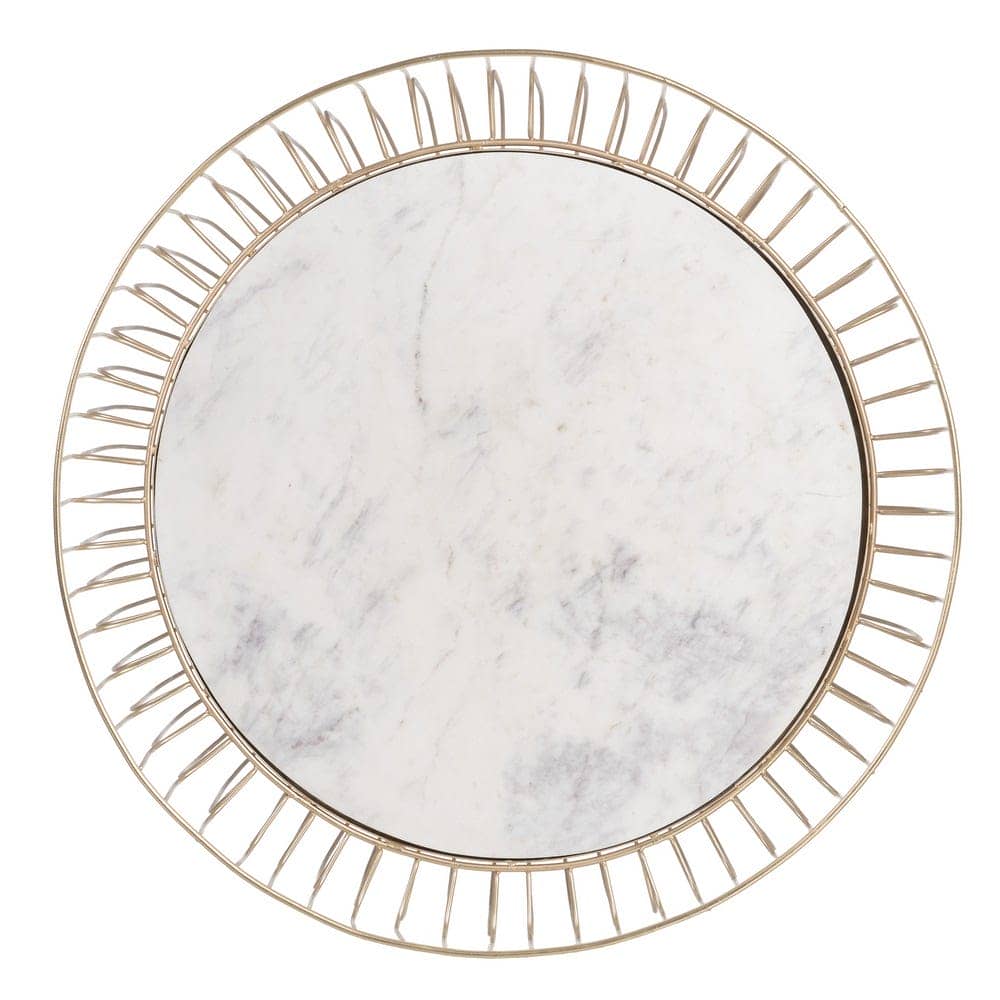 Mesa de Centro de Hierro y Mármol Oro-Blanco 72x72x40 cm - Imagen 9