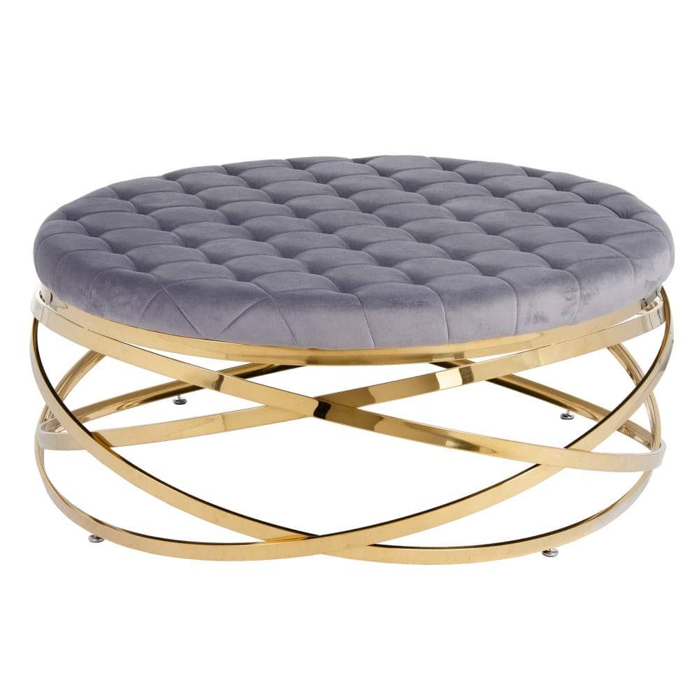 Mesa Centro Gris 110x110x43 cm con Patas Doradas y Estructura de Acero Inoxidable - Imagen 3