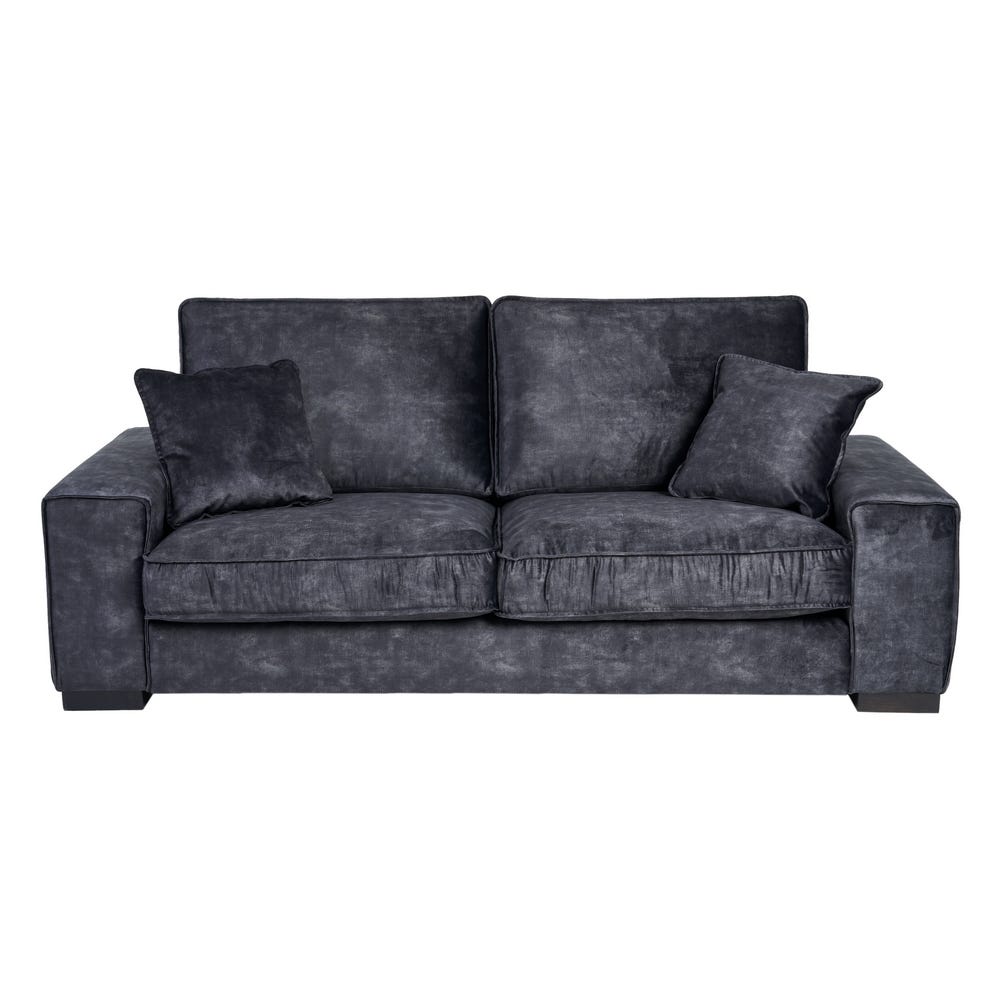 Sofá 3 plazas gris oscuro de tela para salón moderno – 230 x 93 x 97 cm - Imagen 2