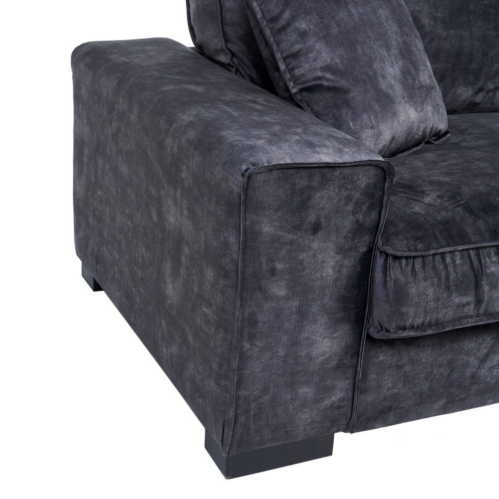 Sofá 3 plazas gris oscuro de tela para salón moderno – 230 x 93 x 97 cm - Imagen 3
