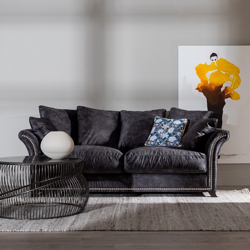 Sofá 3 plazas gris oscuro de tela para salón moderno – 228 x 97 x 100 cm - Imagen 11