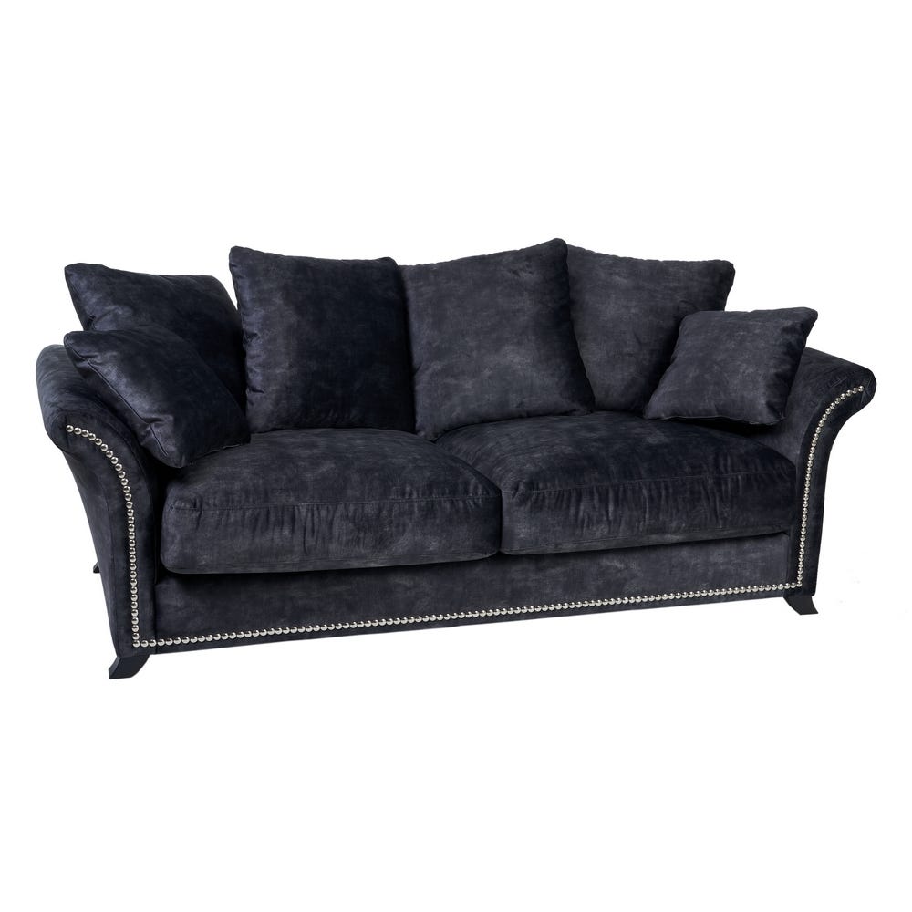 Sofá 3 plazas gris oscuro de tela para salón moderno – 228 x 97 x 100 cm - Imagen 2