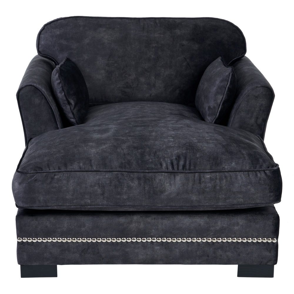Sofá chaise longue gris oscuro de tela para salón moderno – 114 x 155 x 92 cm - Imagen 3