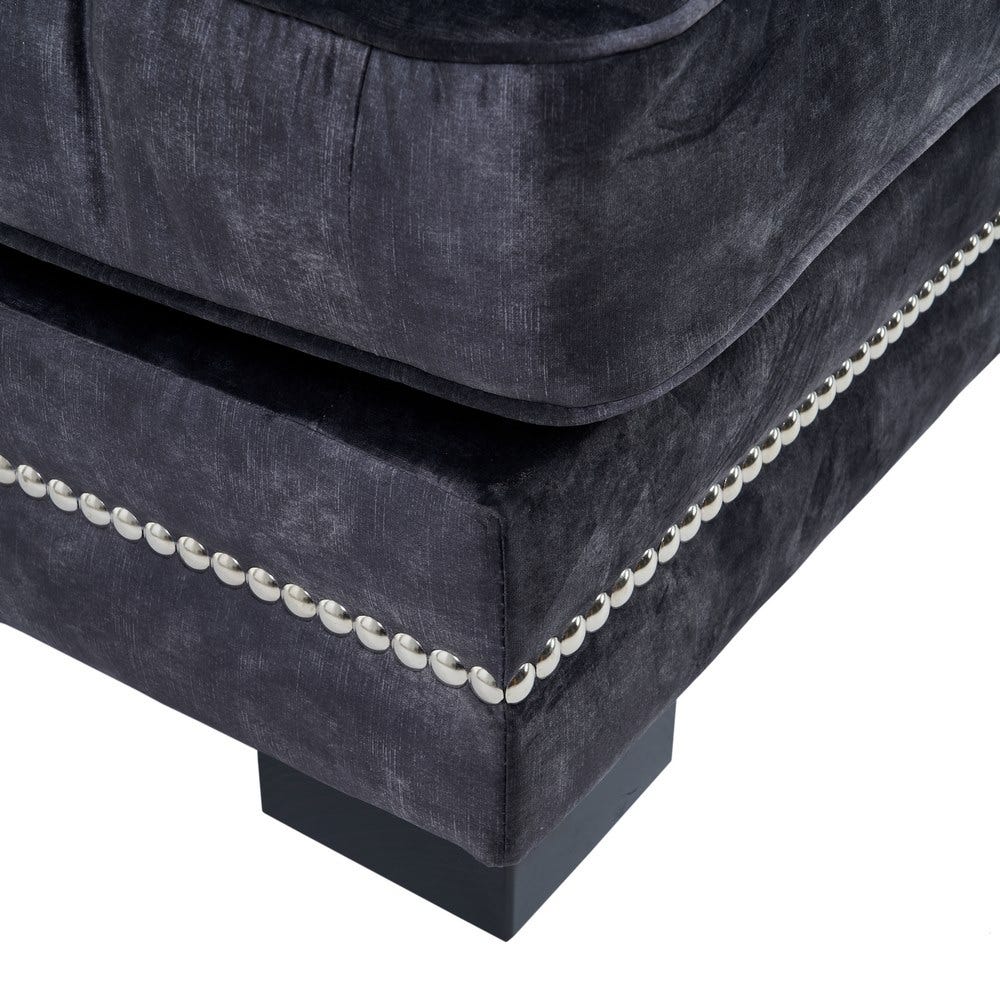 Sofá chaise longue gris oscuro de tela para salón moderno – 114 x 155 x 92 cm - Imagen 7