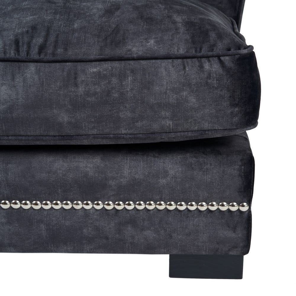 Sofá chaise longue gris oscuro de tela para salón moderno – 114 x 155 x 92 cm - Imagen 10