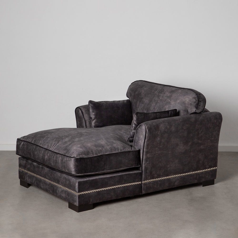 Sofá chaise longue gris oscuro de tela para salón moderno – 114 x 155 x 92 cm - Imagen 12