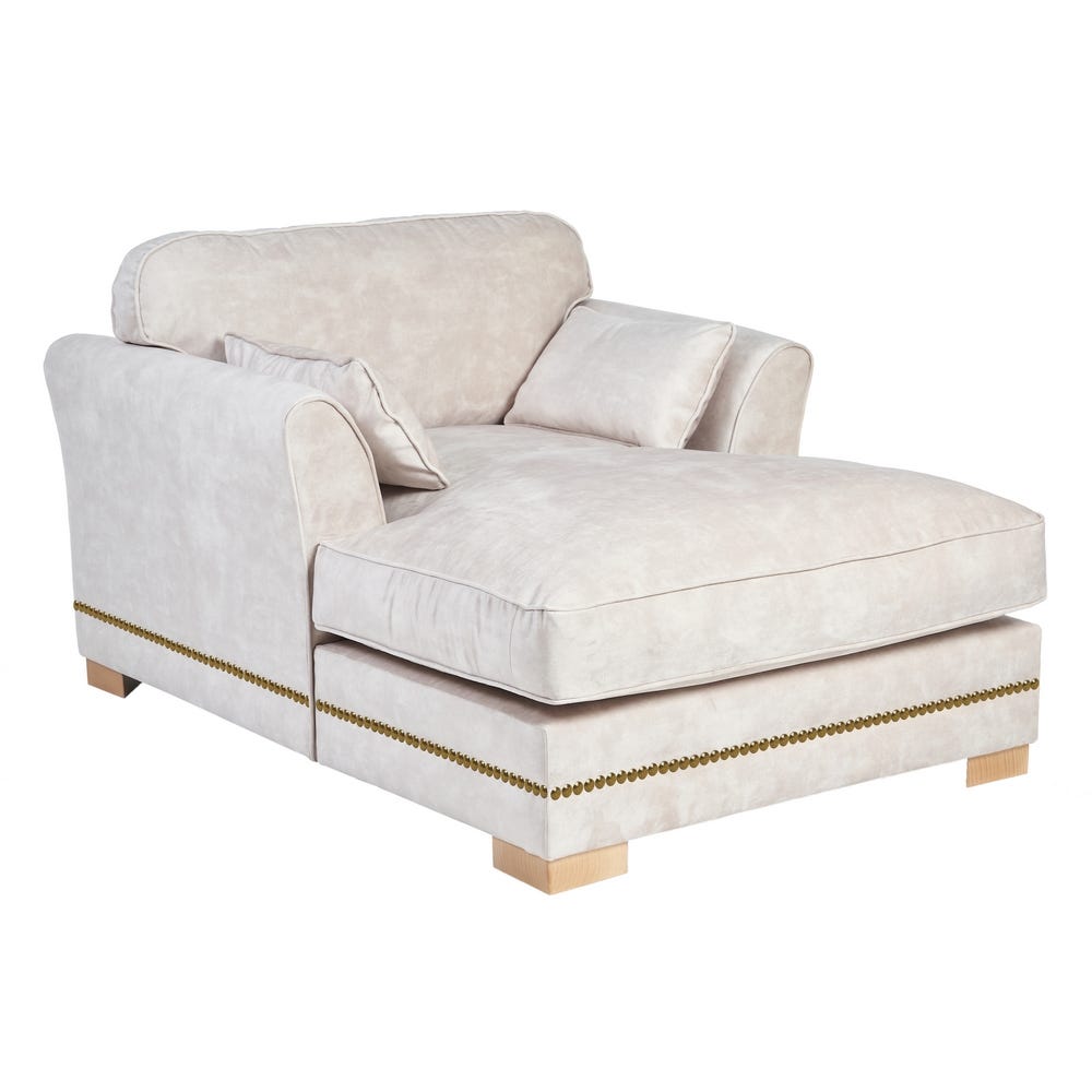 Sofá chaise longue beige de tela para salón moderno – 114 x 155 x 92 cm - Imagen 2