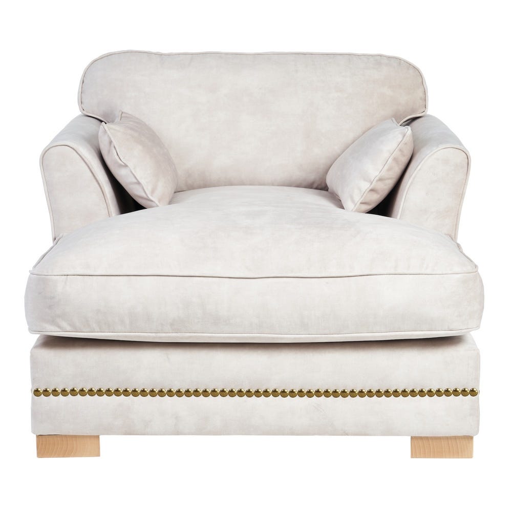 Sofá chaise longue beige de tela para salón moderno – 114 x 155 x 92 cm - Imagen 3