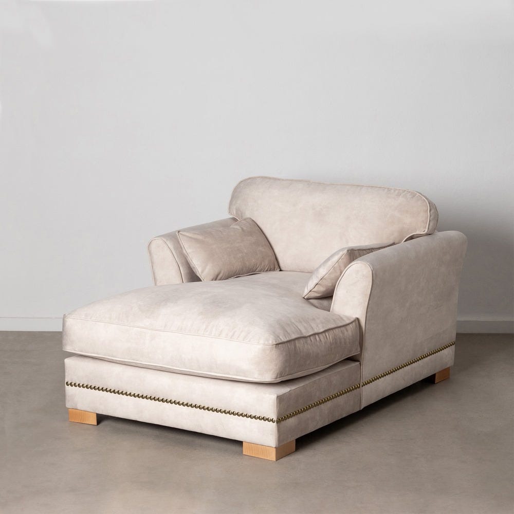 Sofá chaise longue beige de tela para salón moderno – 114 x 155 x 92 cm - Imagen 12