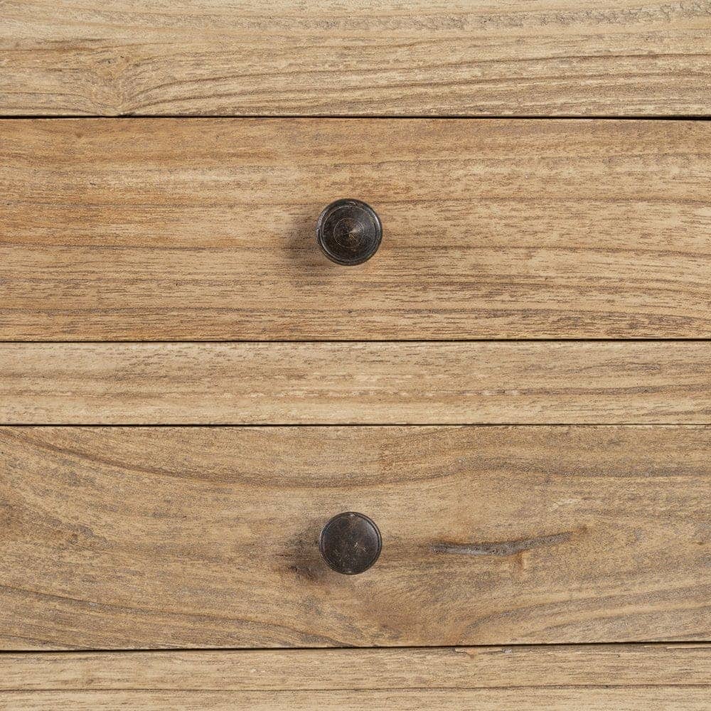 Mesita de Madera Natural Mindi para Dormitorio - 66 cm, Estilo Moderno y Funcional con Cajones de 35x7,5 cm - Imagen 4