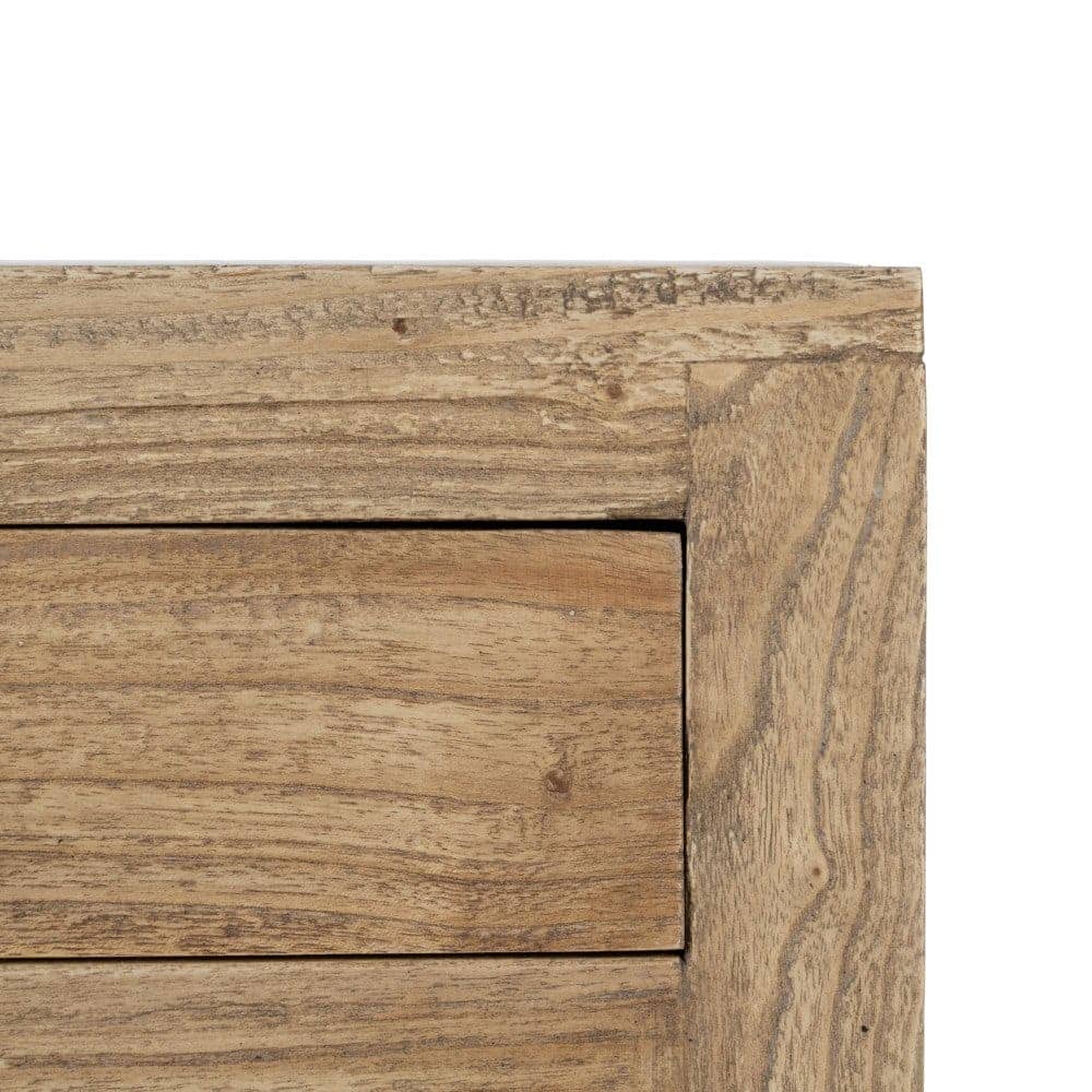 Mesita de Madera Natural Mindi para Dormitorio - 66 cm, Estilo Moderno y Funcional con Cajones de 35x7,5 cm - Imagen 6