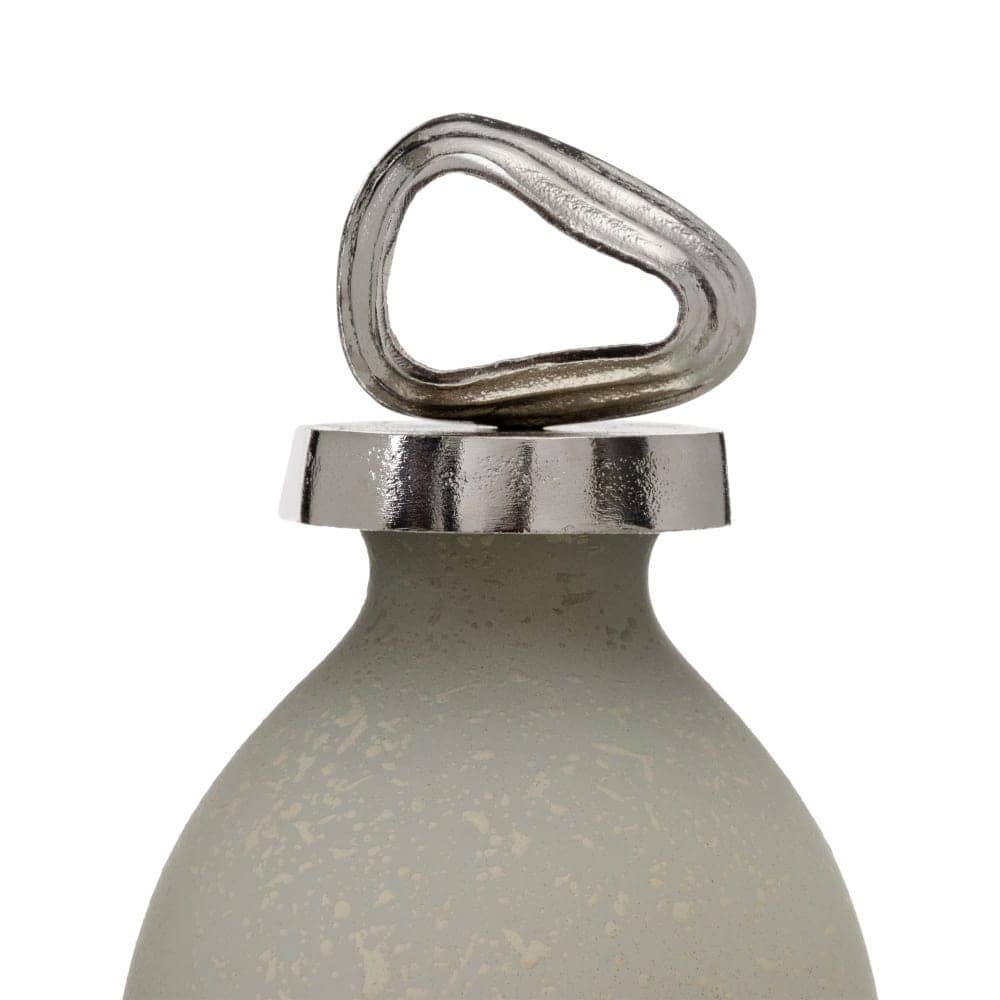 Botella Decorativa de Aluminio y Cristal Gris-Plata 12x12x36 cm - Imagen 4