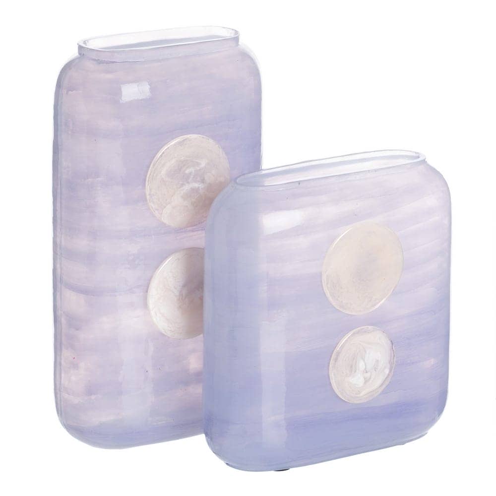 Jarrón de Cristal Azul-Blanco 22x10x24 cm Decorativo - Imagen 3