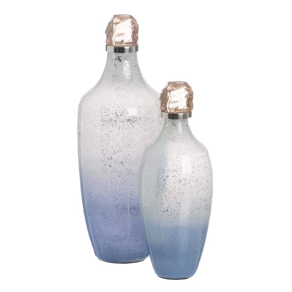 Botella Decorativa de Cristal Azul 12x12x33 cm - Imagen 3