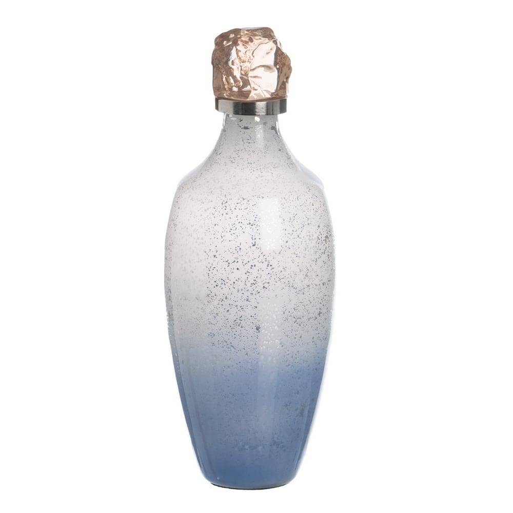 Botella Decorativa de Cristal Azul 12x12x33 cm - Imagen 4