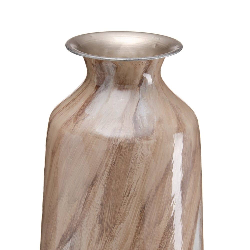 Jarrón Beige de Metal 28 x 28 x 84 cm Decorativo - Imagen 4