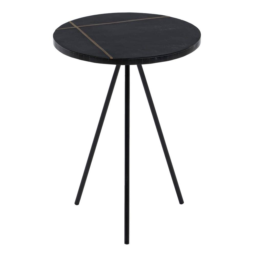 Mesa Auxiliar de Metal y Resina Negro-Oro 38x38x43 cm - Imagen 3