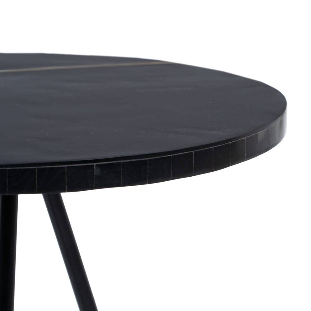 Mesa Auxiliar de Metal y Resina Negro-Oro 38x38x43 cm - Imagen 4