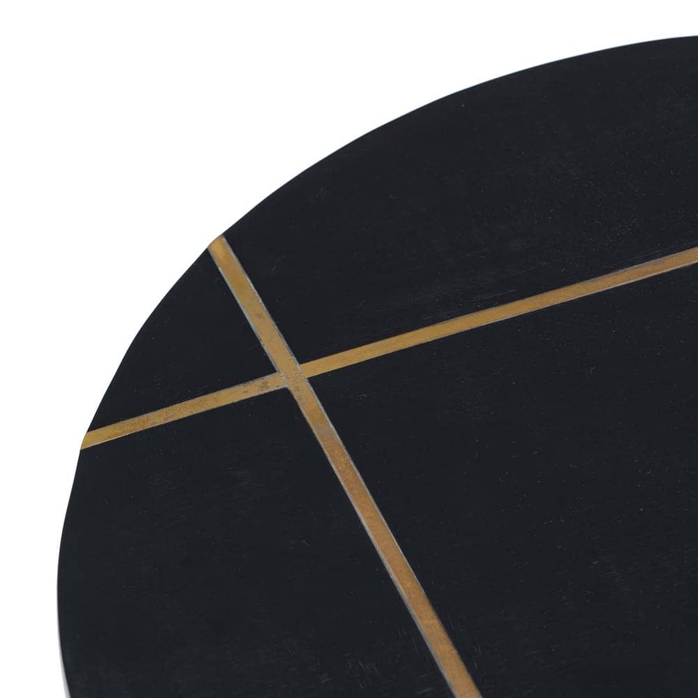 Mesa Auxiliar de Metal y Resina Negro-Oro 38x38x43 cm - Imagen 5