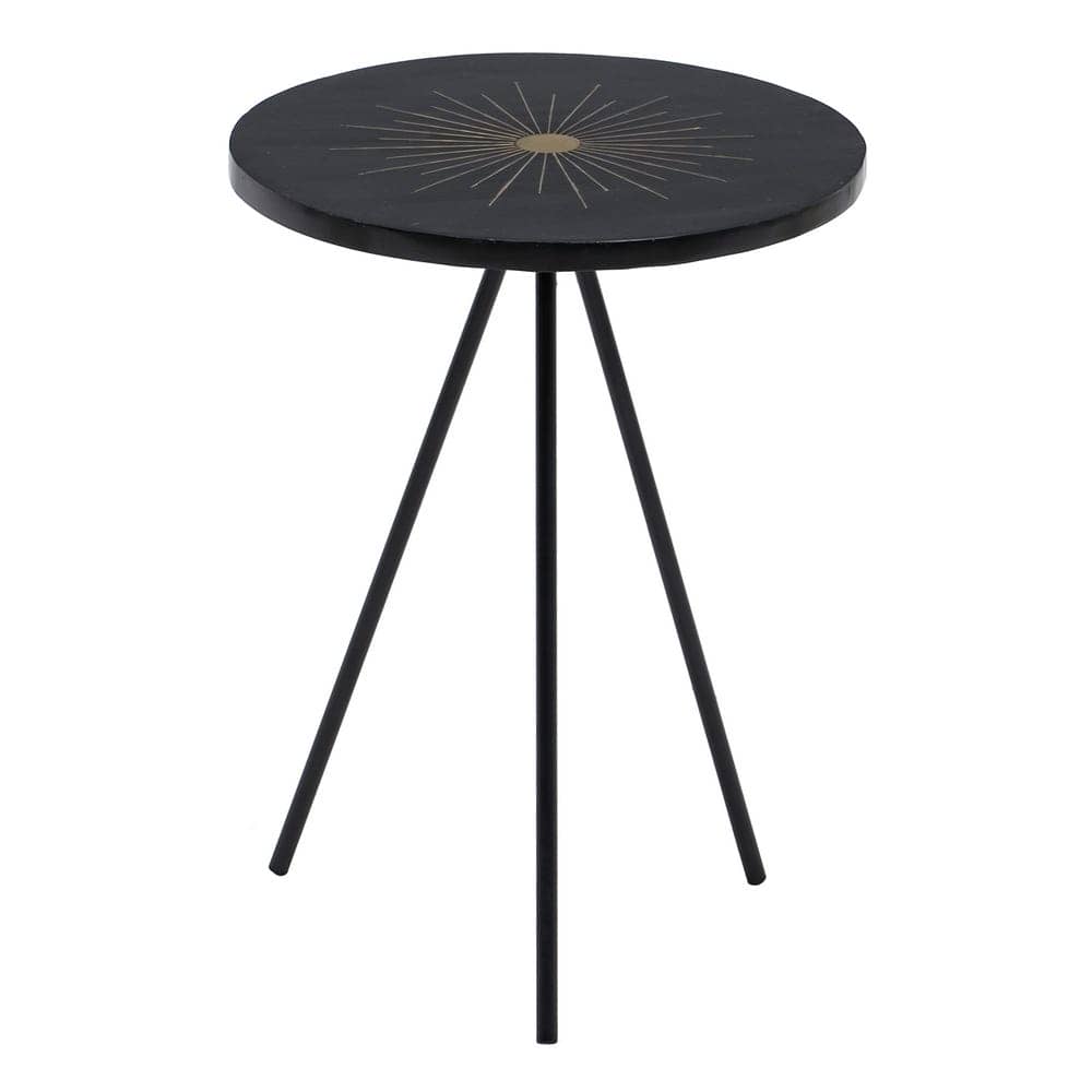 Mesa Auxiliar de Metal y Resina Negro-Oro 38x38x50 cm - Imagen 3