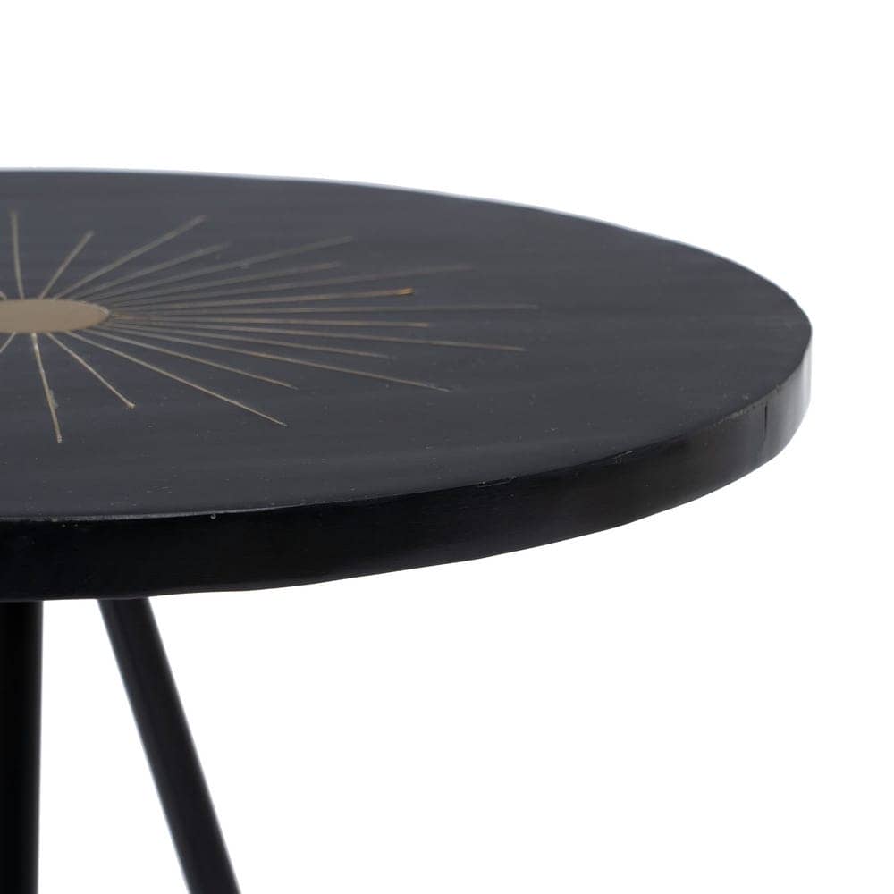 Mesa Auxiliar de Metal y Resina Negro-Oro 38x38x50 cm - Imagen 4
