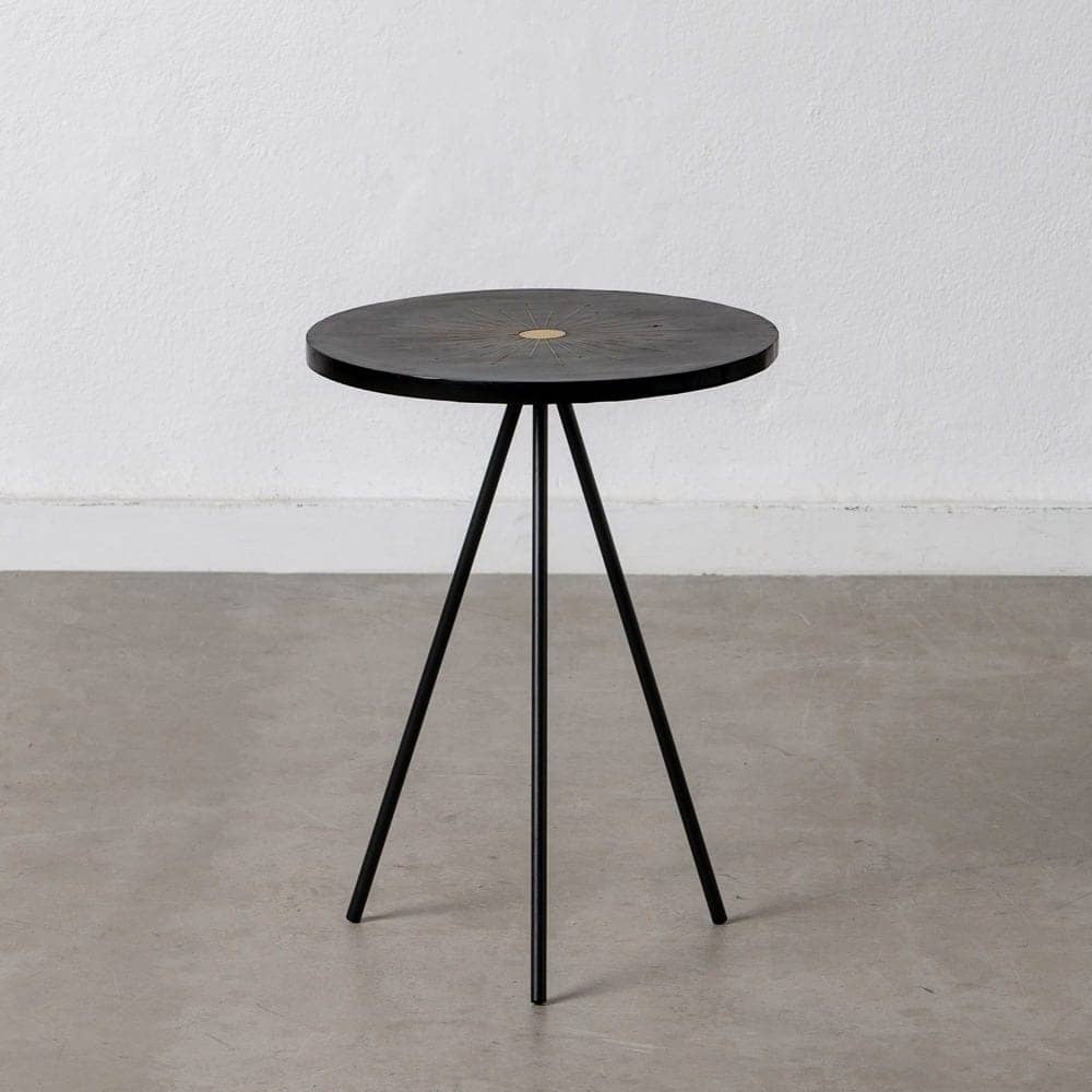 Mesa Auxiliar de Metal y Resina Negro-Oro 38x38x50 cm