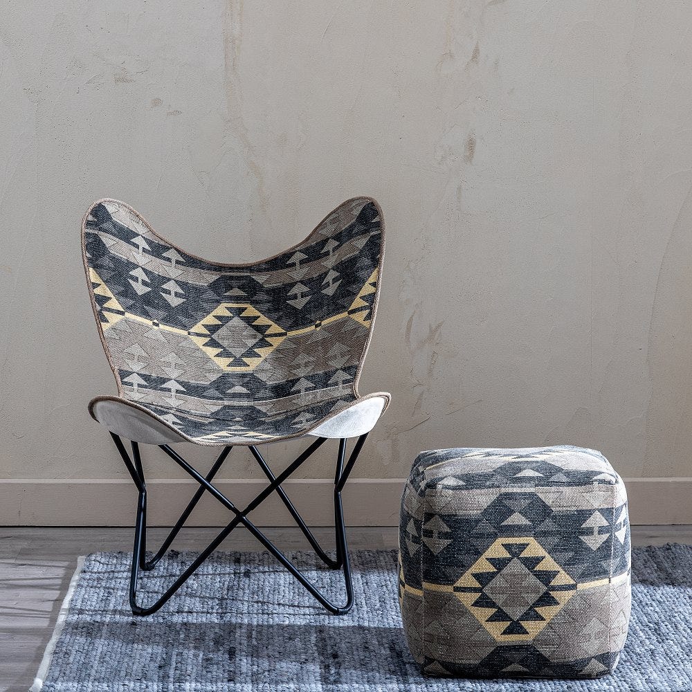 Silla tapizada en tela negro y taupe con patas metálicas para comedor – 75 x 75 x 95 cm - Imagen 12