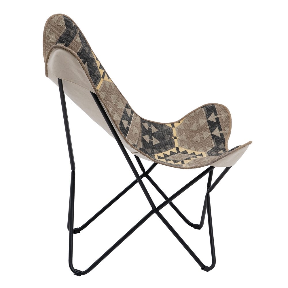 Silla tapizada en tela negro y taupe con patas metálicas para comedor – 75 x 75 x 95 cm - Imagen 2