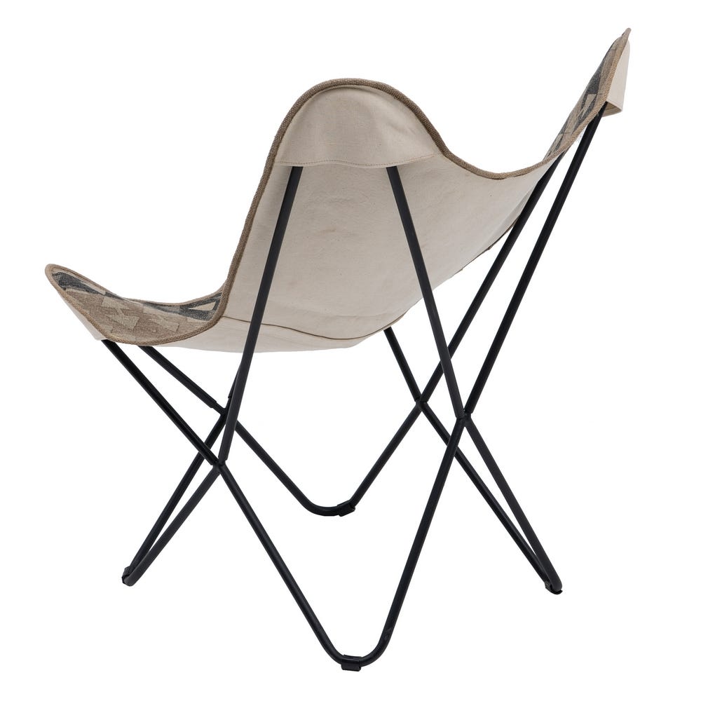 Silla tapizada en tela negro y taupe con patas metálicas para comedor – 75 x 75 x 95 cm - Imagen 3