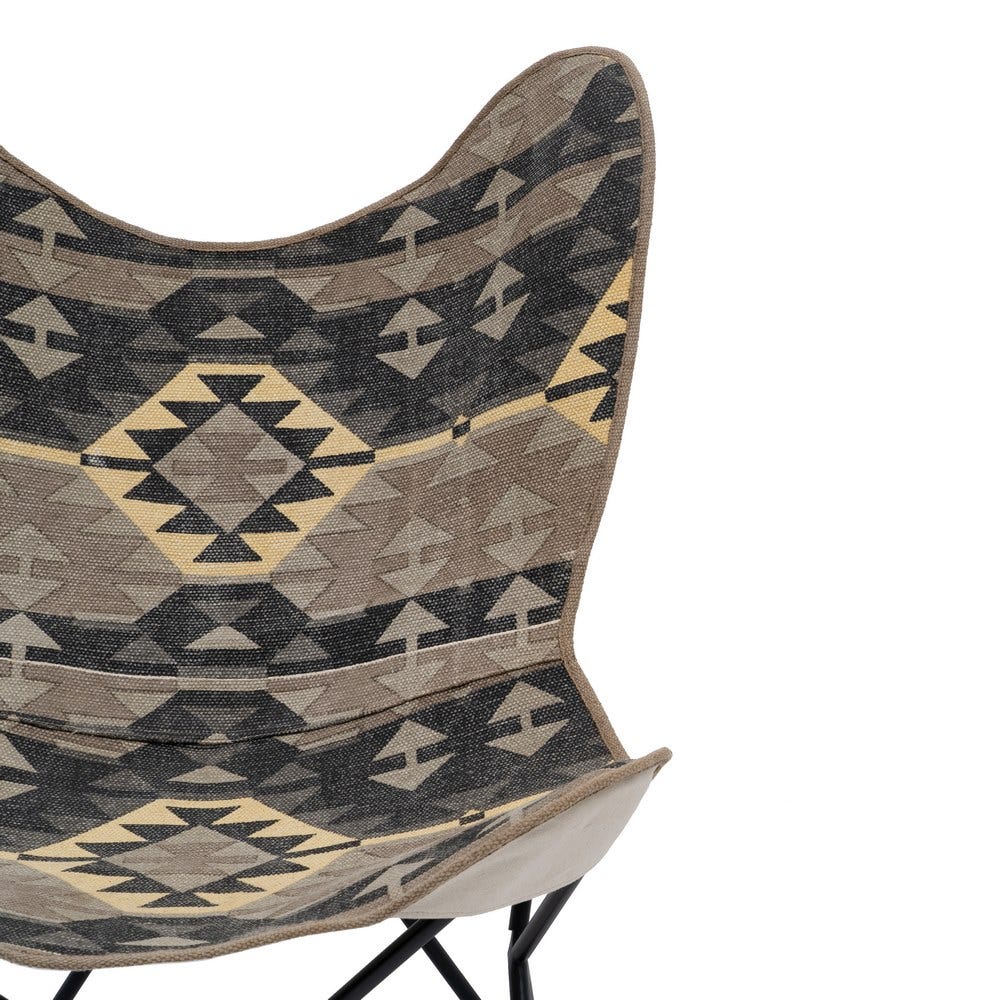 Silla tapizada en tela negro y taupe con patas metálicas para comedor – 75 x 75 x 95 cm - Imagen 4