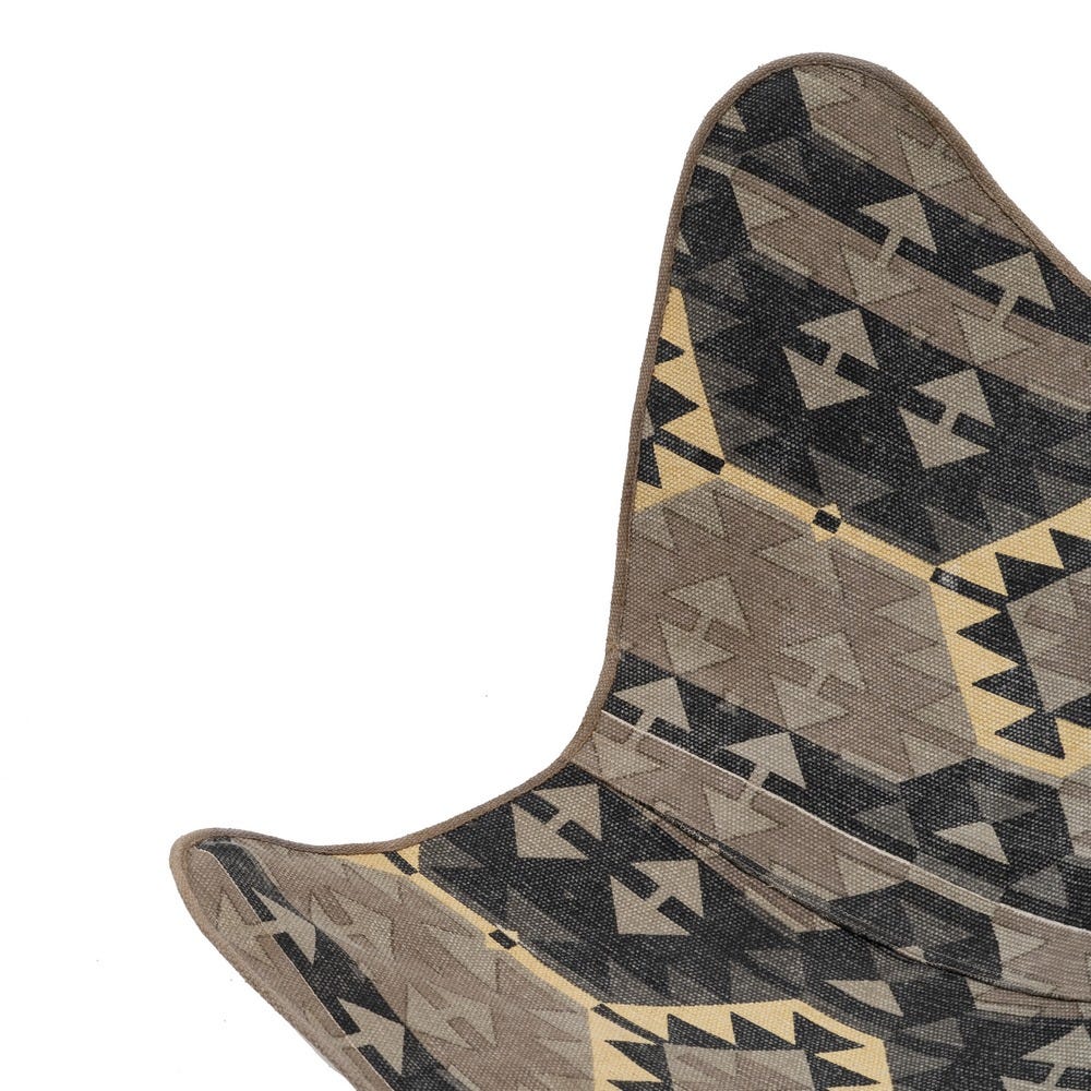 Silla tapizada en tela negro y taupe con patas metálicas para comedor – 75 x 75 x 95 cm - Imagen 6