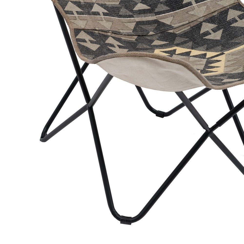 Silla tapizada en tela negro y taupe con patas metálicas para comedor – 75 x 75 x 95 cm - Imagen 7