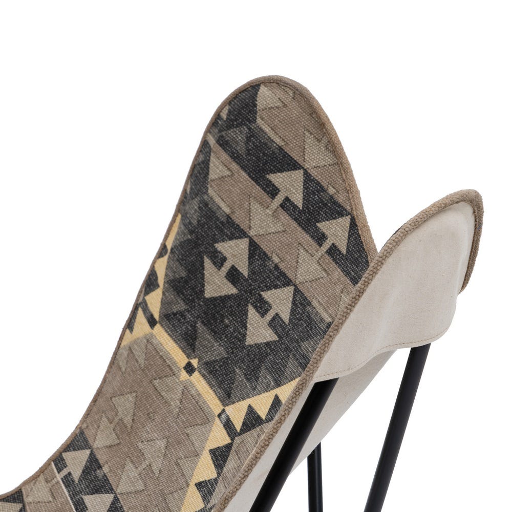 Silla tapizada en tela negro y taupe con patas metálicas para comedor – 75 x 75 x 95 cm - Imagen 8