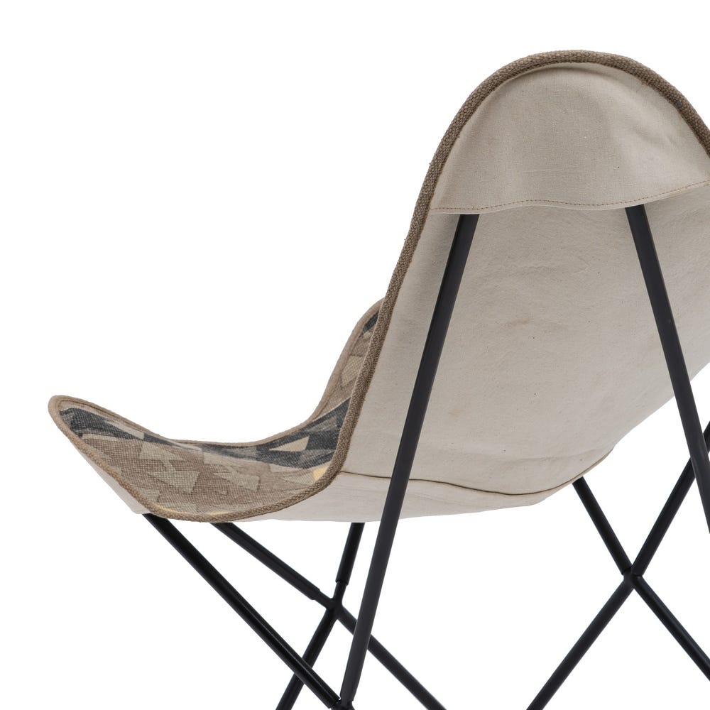 Silla tapizada en tela negro y taupe con patas metálicas para comedor – 75 x 75 x 95 cm - Imagen 9
