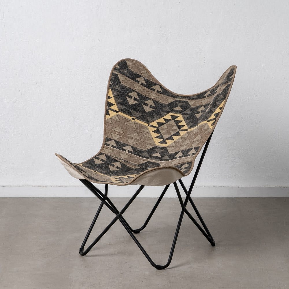 Silla tapizada en tela negro y taupe con patas metálicas para comedor – 75 x 75 x 95 cm - Imagen 13