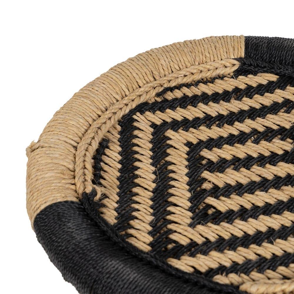 Set de 2 Mesas Auxiliares de Fibra Natural y Bambú - Estilo Rústico y Bohemio, 38 cm - Imagen 4