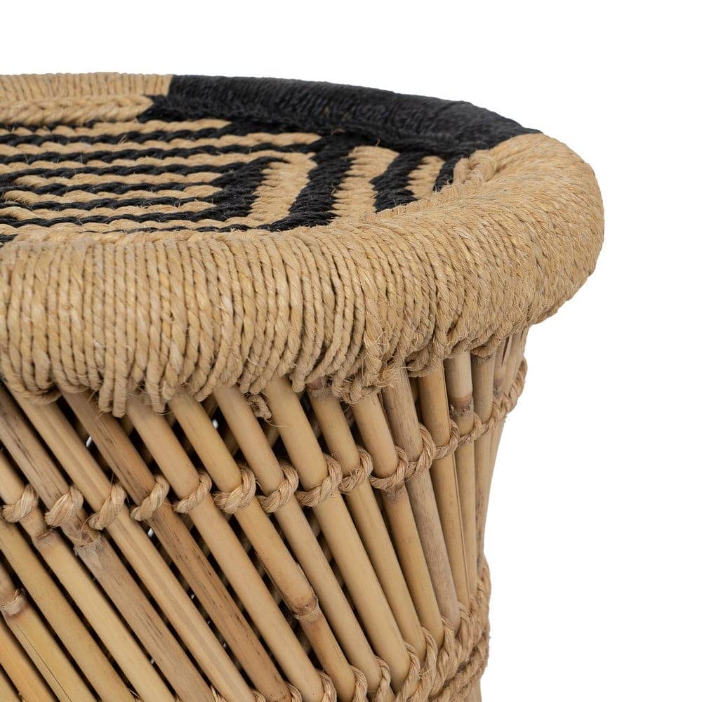 Set de 2 Mesas Auxiliares de Fibra Natural y Bambú - Estilo Rústico y Bohemio, 38 cm - Imagen 5