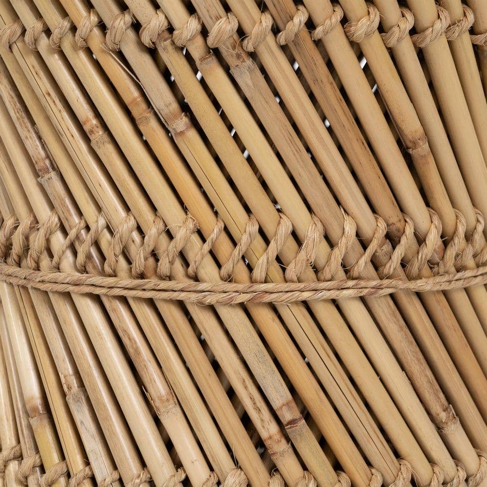 Set de 2 Mesas Auxiliares de Fibra Natural y Bambú - Estilo Rústico y Bohemio, 38 cm - Imagen 6