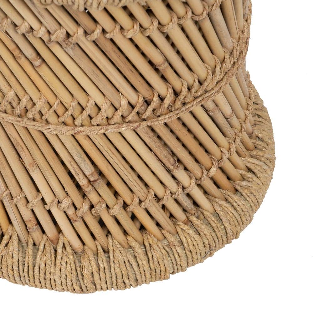 Set de 2 Mesas Auxiliares de Fibra Natural y Bambú - Estilo Rústico y Bohemio, 38 cm - Imagen 7