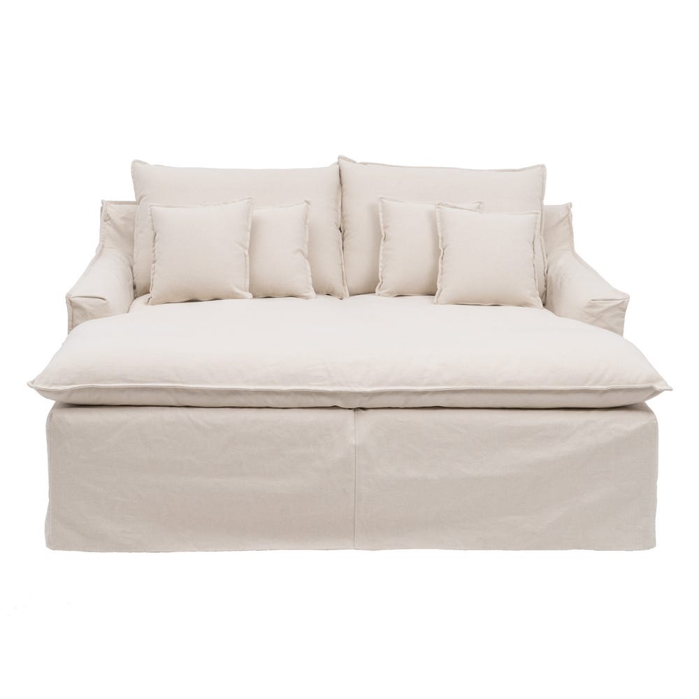 Sofá chaise longue beige de tela para salón moderno – 190 x 165 x 95 cm - Imagen 2