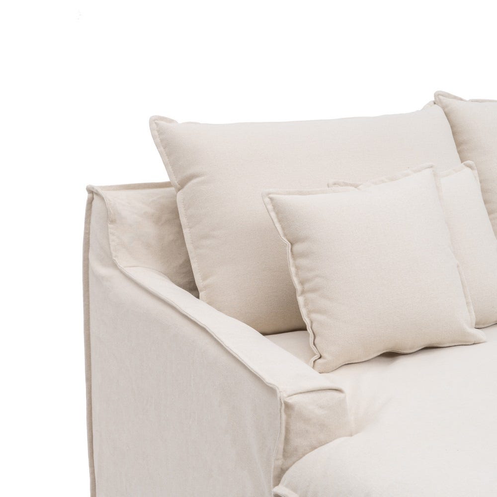 Sofá chaise longue beige de tela para salón moderno – 190 x 165 x 95 cm - Imagen 4