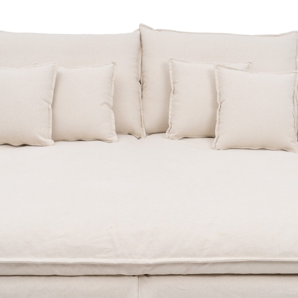 Sofá chaise longue beige de tela para salón moderno – 190 x 165 x 95 cm - Imagen 7