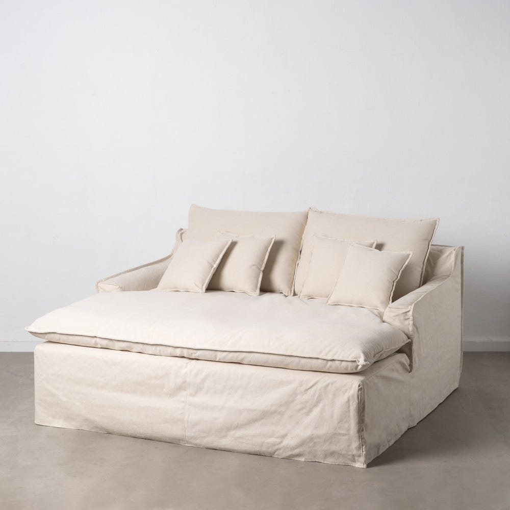 Sofá chaise longue beige de tela para salón moderno – 190 x 165 x 95 cm - Imagen 16