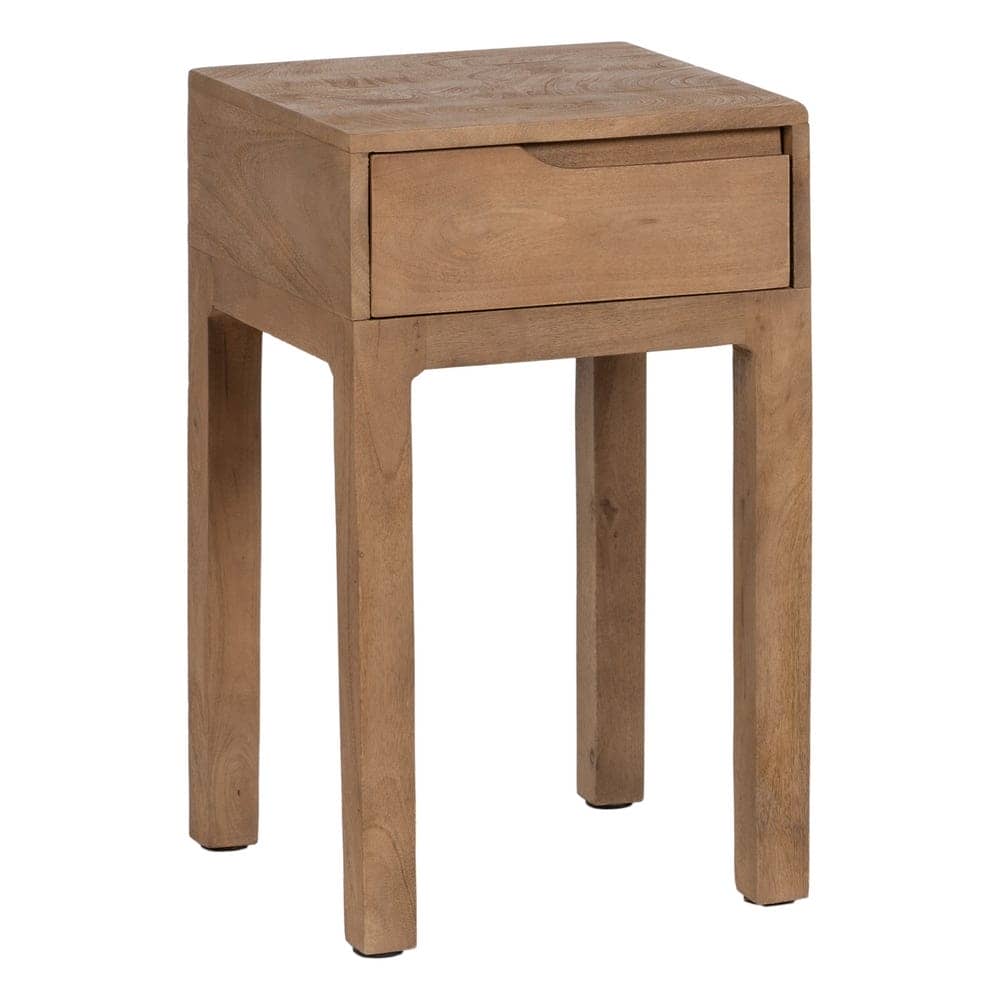 Mesita de Madera Natural de Mango de 65 cm con Cajón - Elegante y Funcional para Dormitorios y Salones