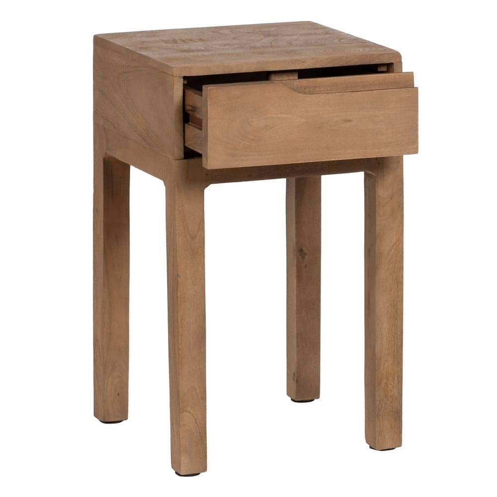 Mesita de Madera Natural de Mango de 65 cm con Cajón - Elegante y Funcional para Dormitorios y Salones - Imagen 2