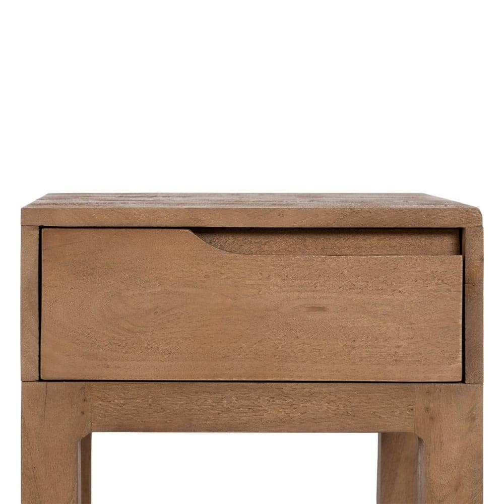 Mesita de Madera Natural de Mango de 65 cm con Cajón - Elegante y Funcional para Dormitorios y Salones - Imagen 4